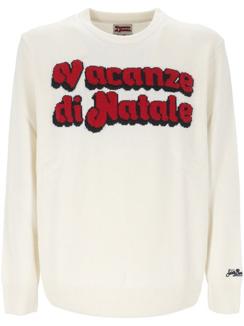 Maglione bianco con scritta Vacanze di Natale MC2 Saint Barth | HERON00327G